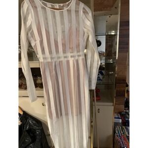 a Peach Sexy‎ Under layer Open Screen Dress Woman's S Midi Zipper